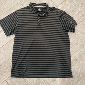 Puma Men's Charcoal and Black Striped Polo Shirt